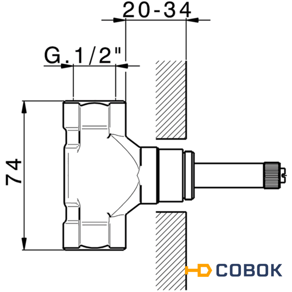 Фото Встраиваемая часть запорного вентиля Cisal ZA00332104 1/2", открывание по часовой стрелке,