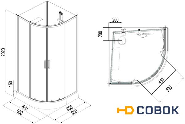 Фото Душевая кабина Aquanet Passion EVO R white 90x90 набор 3