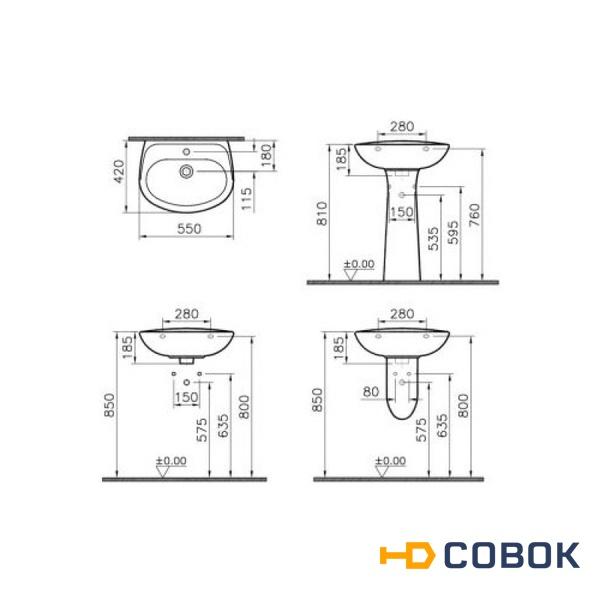 Фото Раковина подвесная на 55 см 5087B003-0001 VITRA Normus