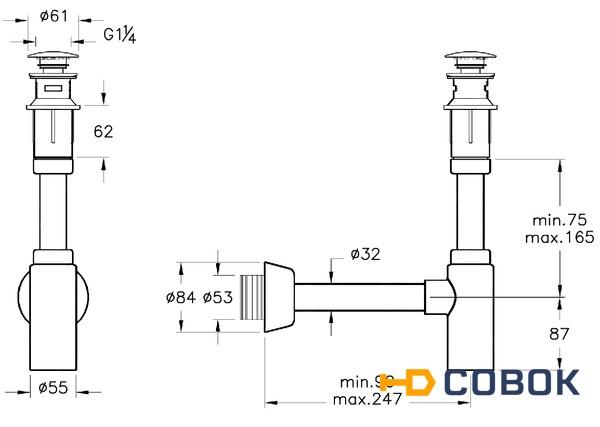 Фото Сифон Vitra Syphon с донным клапаном для раковины, хром, A45154