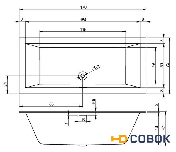 Фото Акриловая ванна Riho Ванна RETHING CUBIC 170x75 НОВИНКА 2021!!!