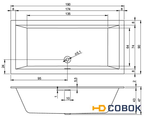 Фото Акриловая ванна Riho Ванна RETHING CUBIC 190x90 НОВИНКА 2021!!!