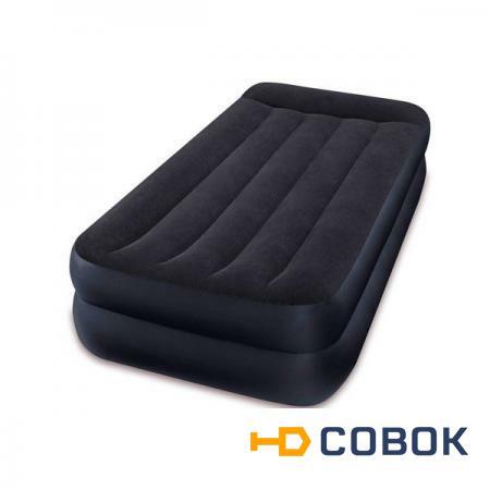 Фото Односпальная надувная кровать Intex 64122 "Pillow Rest Raised Bed" + насос (191х99х42см)