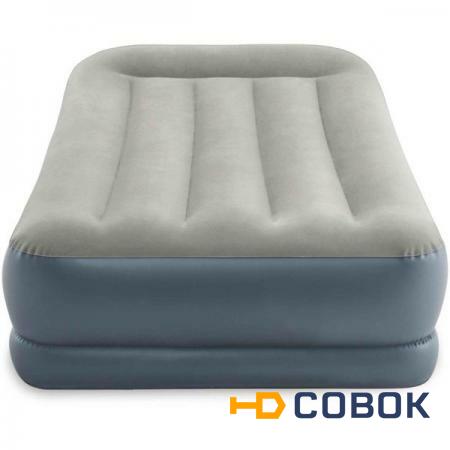 Фото Односпальная надувная кровать Intex 64116 "Pillow Rest Mid-Rise Airbed" + насос (191х99х30см)