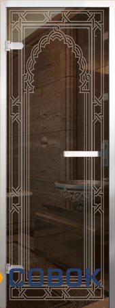 Фото Дверь стеклянная с алюминиевой коробкой для хамама