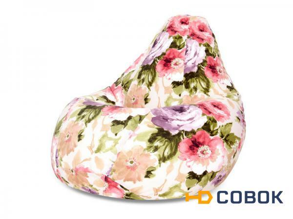 Фото Кресло мешок XL Flowers цветы Мягкое кресло (внешний чехол+внутренний чехол с гранулами)
