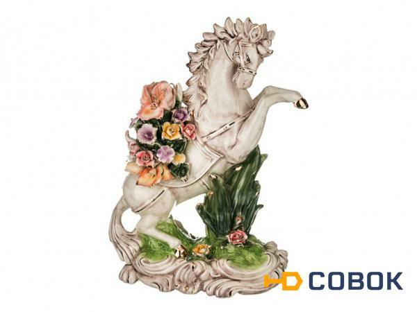 Фото Статуэтка "белый конь в цветах"карт.уп.высота=60 см Hangzhou Jinding (92-034)