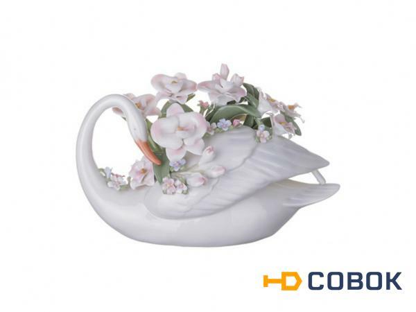 Фото Статуэтка музыкальная "лебедь" длина=23 см. Porcelain Manufacturing (461-067)