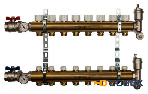 Фото Коллектор Stout из латуни без расходомеров 8 выходов