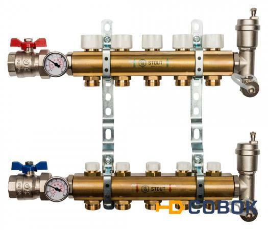 Фото Коллектор Stout из латуни без расходомеров 5 выходов