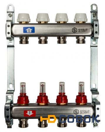 Фото Коллектор Stout из нержавеющей стали с расходомерами 4 выхода