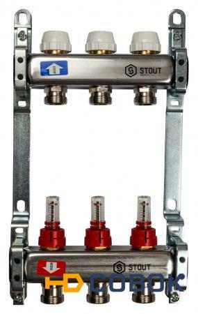 Фото Коллектор Stout из нержавеющей стали с расходомерами 3 выхода