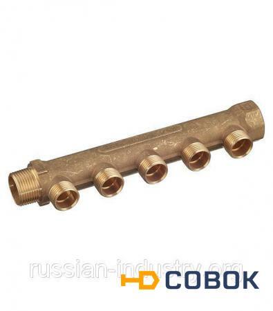 Фото Коллектор 3/4" внутр(г)х5 отводов 1/2" нар(ш)х3/4" нар(ш) Tiemme