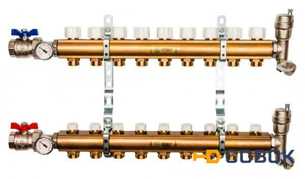 Фото Коллектор Stout из латуни без расходомеров 9 выходов