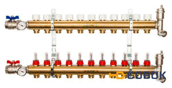 Фото Коллектор Stout из латуни с расходомерами 11 выходов