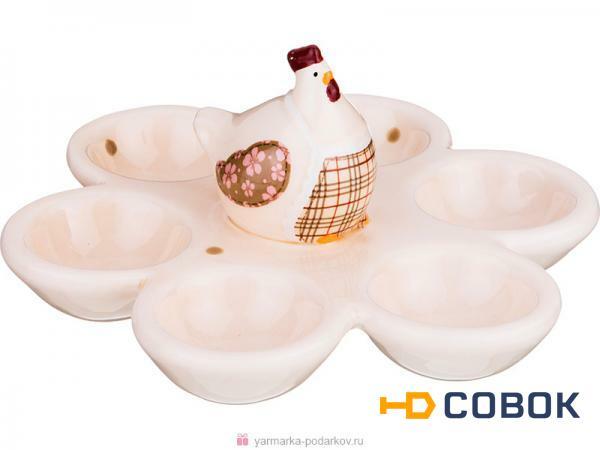 Фото Подставка для 6-ти яиц серия кружевная пасха диаметр 17см