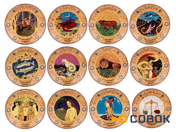 Фото Комплект настенных тарелок "знаки зодиака" из 12 шт.диаметр=20 см.без подставки Hangzhou Jinding (356-144)