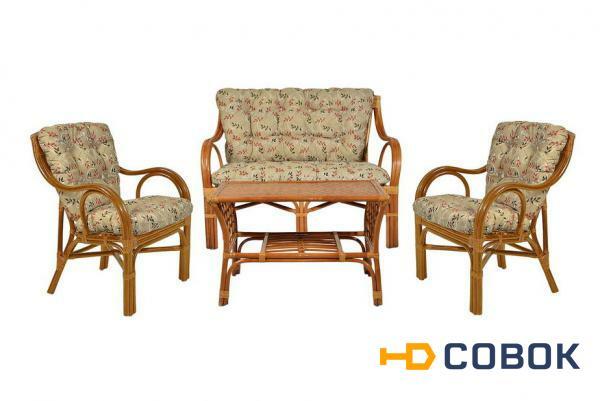 Фото Комплект мебели Макита диван+2 кресла+стол (Темный Мед)