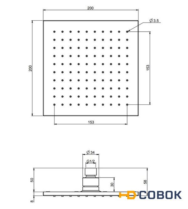 Фото Верхний душ 200х200 мм F2620/2CR FIMA Carlo Frattini