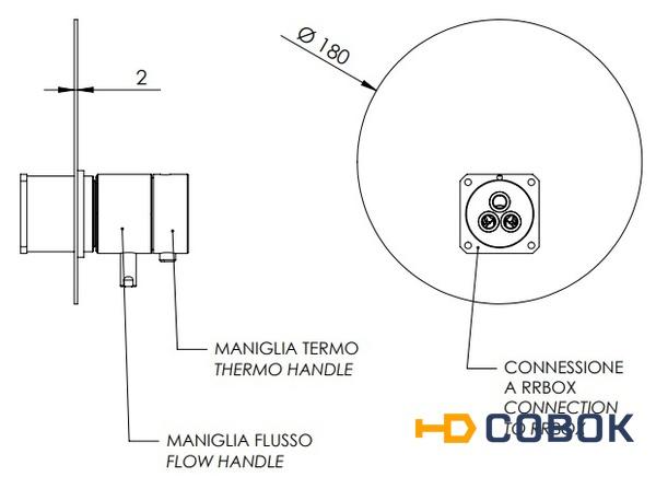 Фото Remer MINIMAL THERMO NT30KBBG Термостатический смеситель для душа - внешняя часть (золото шлифованно