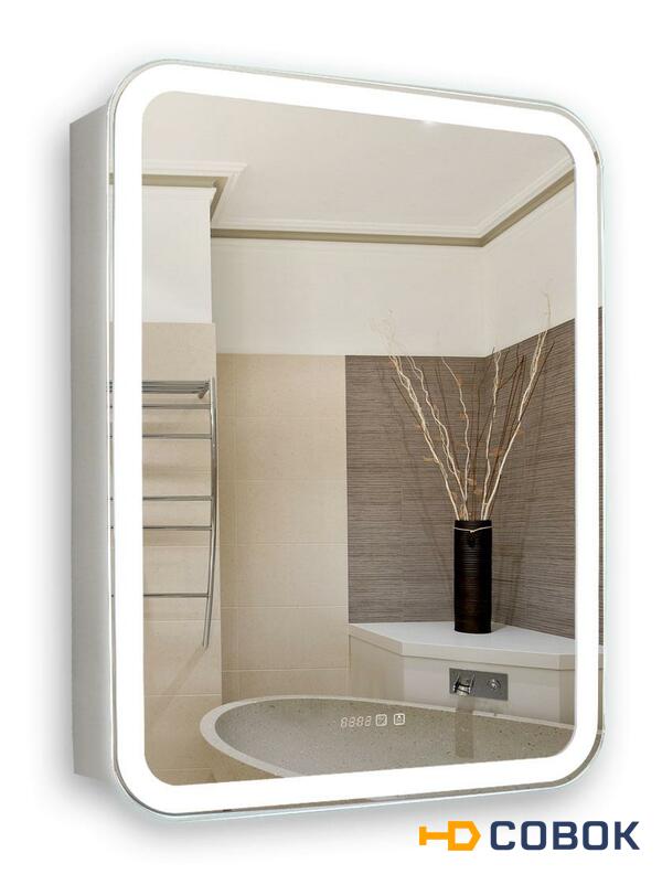 Фото Зеркало-шкаф Silver mirrors Фиджи 50 с часами и сменой цвета (LED-00002361)