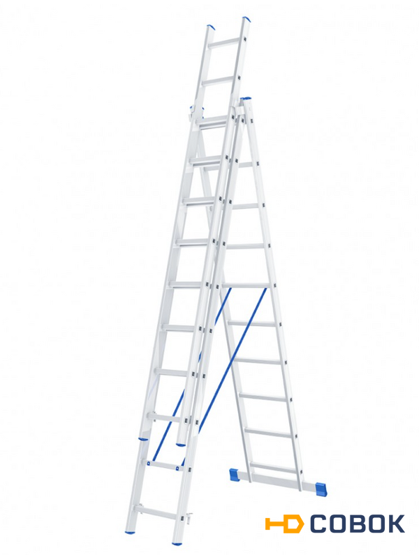 Фото Лестница, 3 х10 ступеней, алюминиевая, трехсекционная, Сибртех
