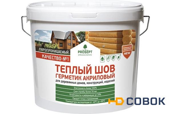 Фото Теплый шов герметик акриловый для деревянных домов, белый 7 кг