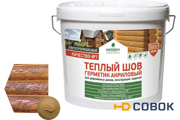 Фото Теплый шов герметик акриловый для деревянных домов, медовый 15 кг