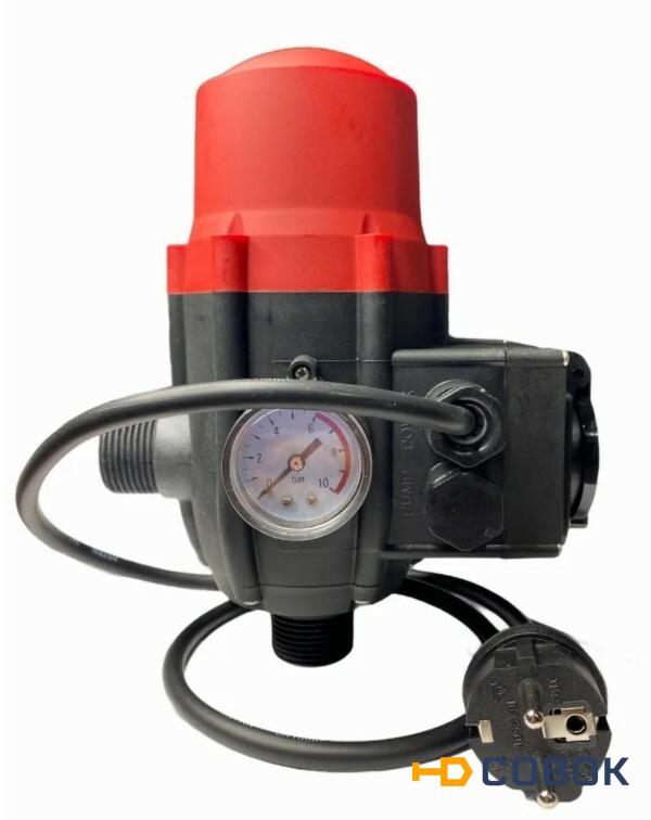 Фото Блок управления насосом (реле давления) с манометром, вилкой и розеткой 1.5-3 bar AQUATIM арт. PS-01A3