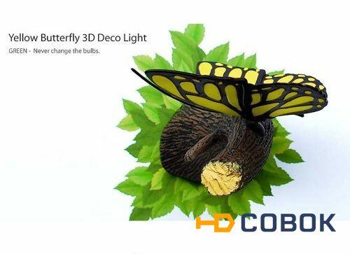 Фото 3D-светильник, желтый, фиолетовый Бабочка 3D-Light Fx