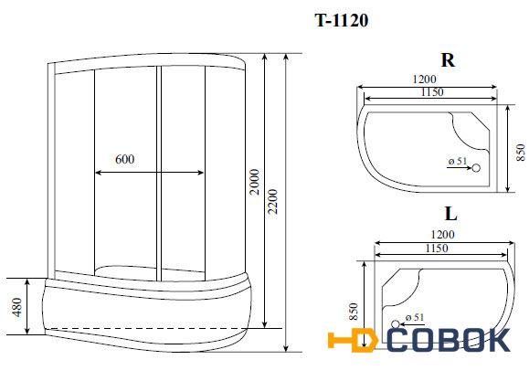 Фото Timo Standart T-1120 L душевая кабина (120*85*220), шт