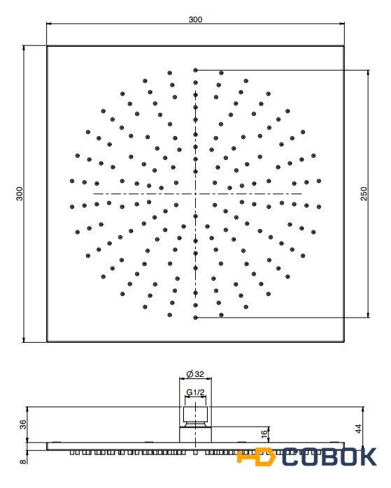 Фото Верхний душ 300х300 мм F2950/2INOX FIMA Carlo Frattini