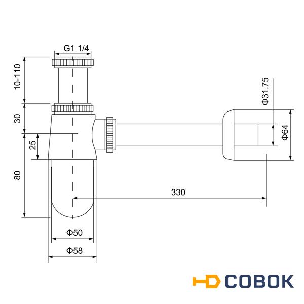 Фото Сифон для раковины Timo 960/18L черное золото