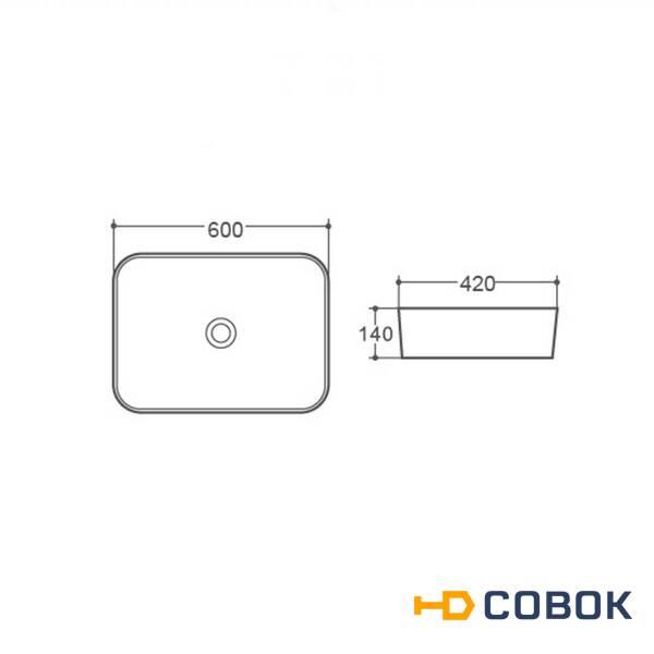 Фото Vincea Раковина керамическая Vincea VBS-304, 600*420*140, накладная, цвет белый