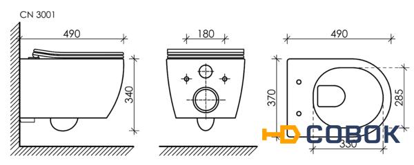 Фото Ceramica Nova CN3001_1001W_1000 Сет 4 в 1: Подвесной унитаз Rimless с системой инсталляции