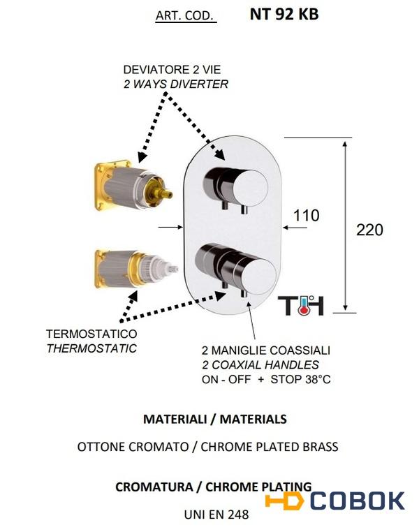 Фото Remer MINIMAL THERMO NT92KBBG Термостатический смеситель для ванны - внешняя часть (золото шлифованн