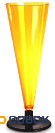 Фото Фужер для шампанского 180 мл оранжевый кристалл со сьемной черной ножкой ПС (6 штук / упаковка