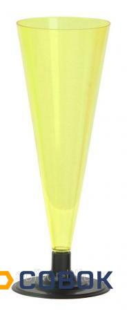 Фото Фужер для шампанского 180 мл желтый кристалл со сьемной черной ножкой ПС (6 штук / упаковка