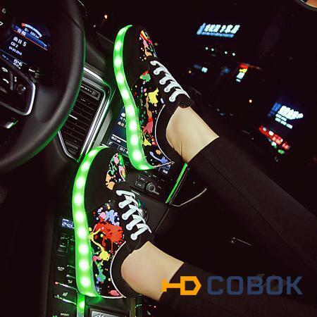 Фото Новый USB зарядки красочные светящиеся флуоресцентные светодиодные фонари обувь моды для мужчин и женщин обувь любителей спорта обувь