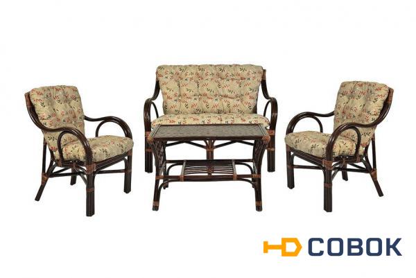 Фото Комплект мебели Макита диван+2 кресла+стол (Темно-коричневый)