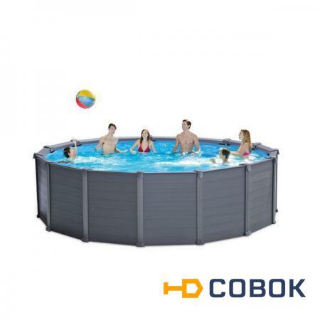 Фото Каркасный бассейн Intex 26384 Graphite Gray Panel Pool (478х124см) + аксессуары