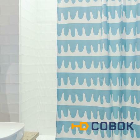 Фото Штора для ванной popple голубого цвета cuts&pieces 180х200 (63572)