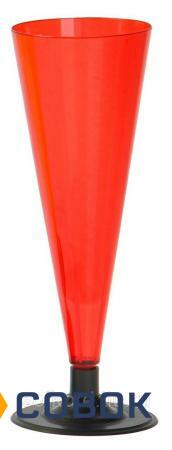 Фото Фужер для шампанского 180 мл красный кристалл со сьемной черной ножкой ПС (6 штук / упаковка