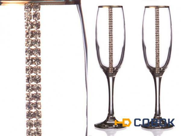 Фото Набор бокалов для шампанского из 2 шт. с золотой каймой 170 мл. (802-510133)