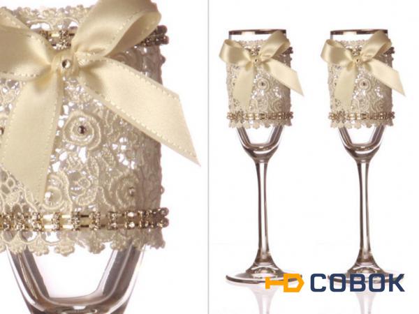 Фото Набор бокалов для шампанского из 2 шт.с серебрянной каймой 170 мл. (802-651019)