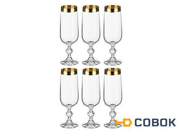 Фото Набор бокалов для шампанского из 6 шт. "claudie / sterna" 180 мл. высота=17 см. CRYSTALITE (669-159)