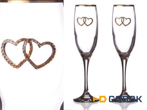 Фото Набор бокалов для шампанского из 2 шт. с золотой каймой 170 мл. (802-510159)