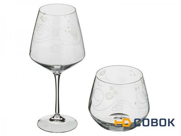 Фото Набор из 2 пр. "лето":бокал для вина+стакан для виски 700/500 мл.высота=25/9 см. RCR (305-571)