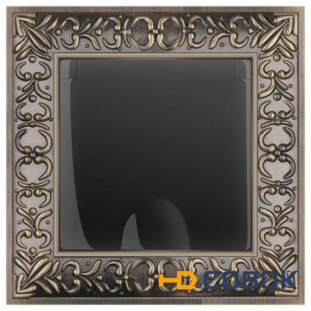 Фото Розетка влагозащищенна с заземлением с крышкой со шторками Antik (Черный матовый) WL08-SKGS-USBx2-IP20+WL08-SKGSC-01-IP44; a029865
