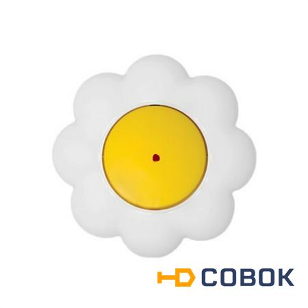 Фото DMLED Выключатель одноклавишный с индикатором Цветок желто-белый